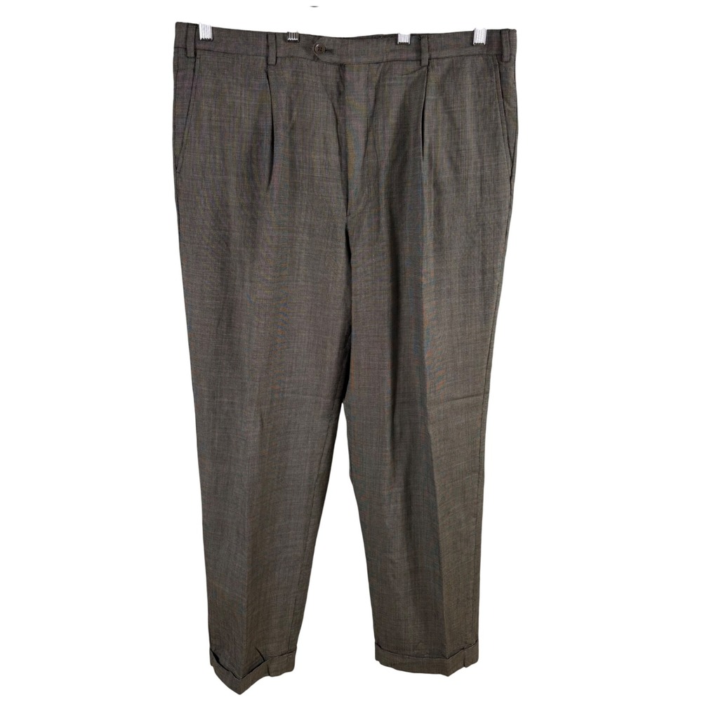Armani Collezioni Dress Pants Men's 38x30 Gray Pleated Cuffed Italian Luxury